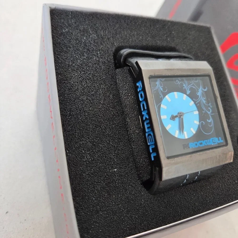 Rockwell Mercedes Vogue Watch Mens Analog Blue Black Leather *Needs New Battery*